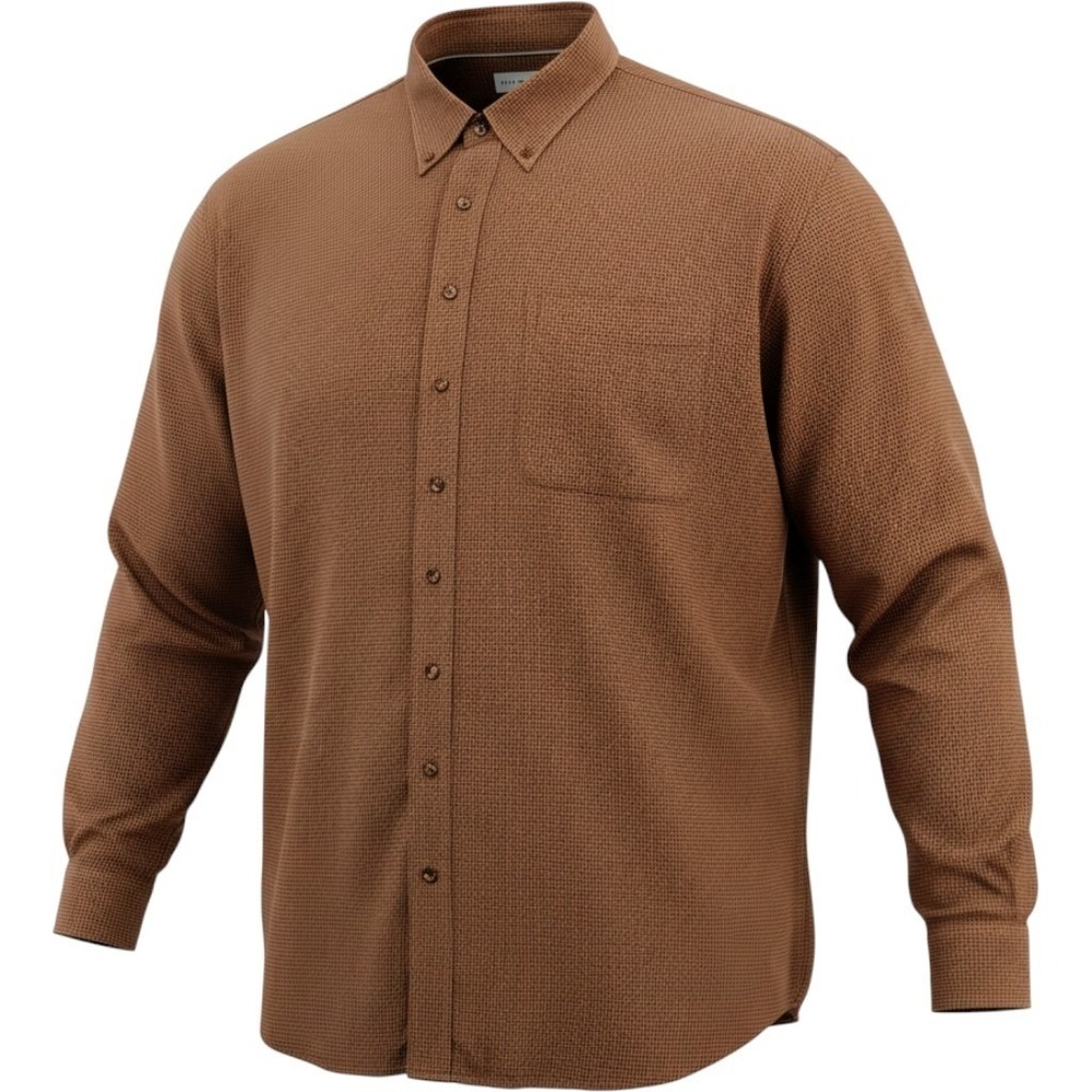 Cutter & Buck Brown Houndstooth Long Sleeve Button Down Shirt Cotton Mens 2XT